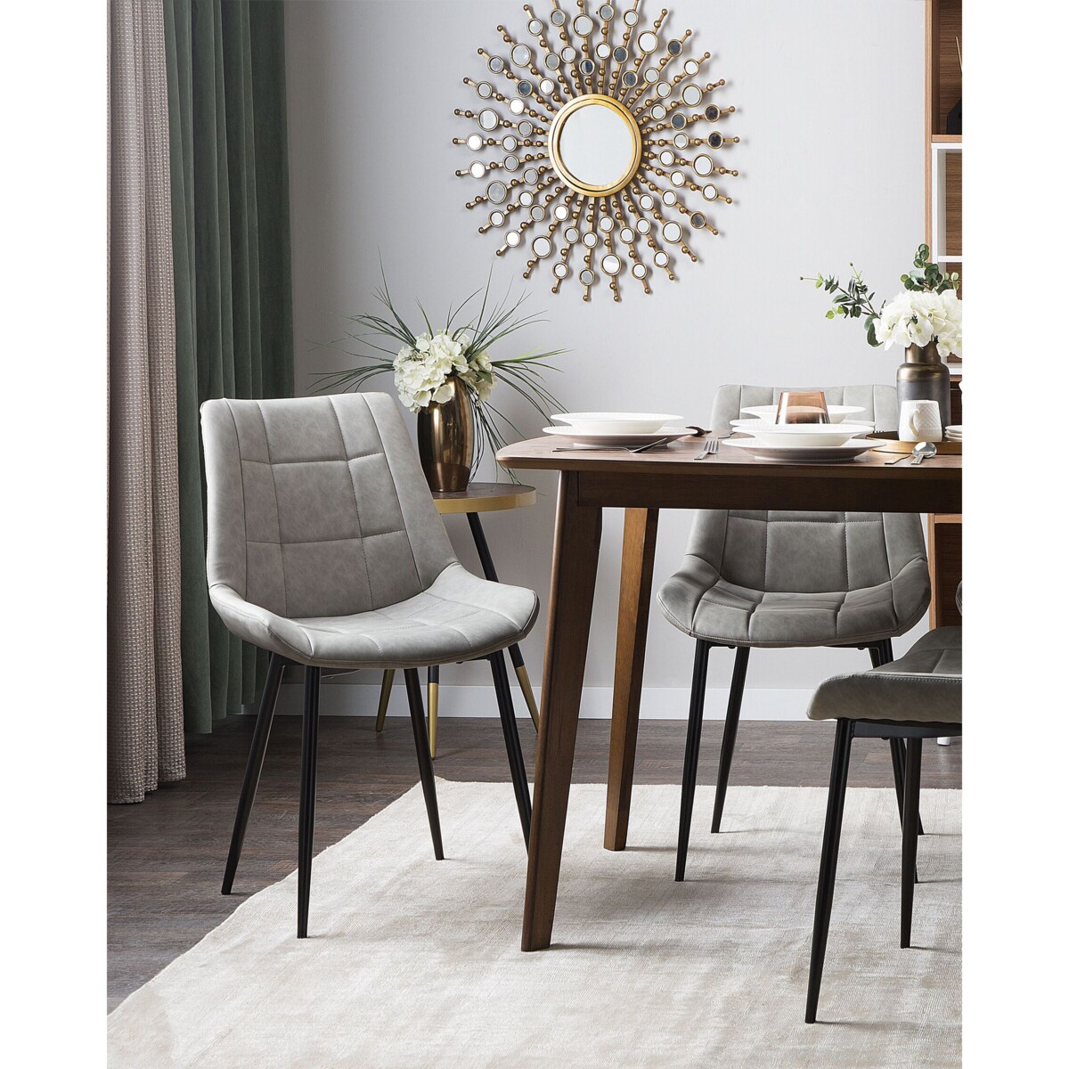 Zestaw 2 krzeseł do jadalni ekoskóra szary MELROSE