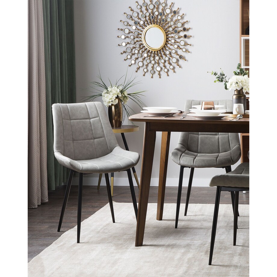 Zestaw 2 krzeseł do jadalni ekoskóra szary MELROSE