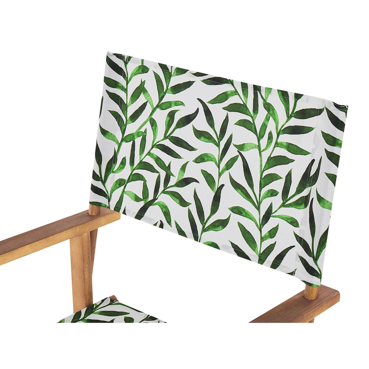 Zestaw 2 krzeseł ogrodowych akacjowy jasne drewno z białym / wzór w liście CINE