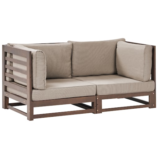 Sofa ogrodowa dla 2 osób TRANI Modułowy Certyfikowane drewno akacjowe Ciemnobrązowy