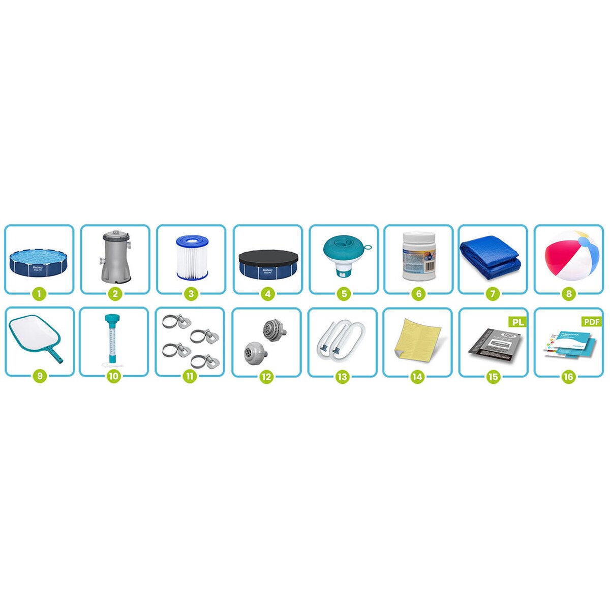 Basen ogrodowy stelażowy pompa 366x76 Bestway 16w1