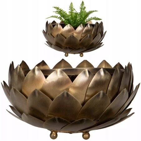 DONICZKA NA BONSAI 22cm ZŁOTA DUŻA loft osłonka metalowa do salonu domu