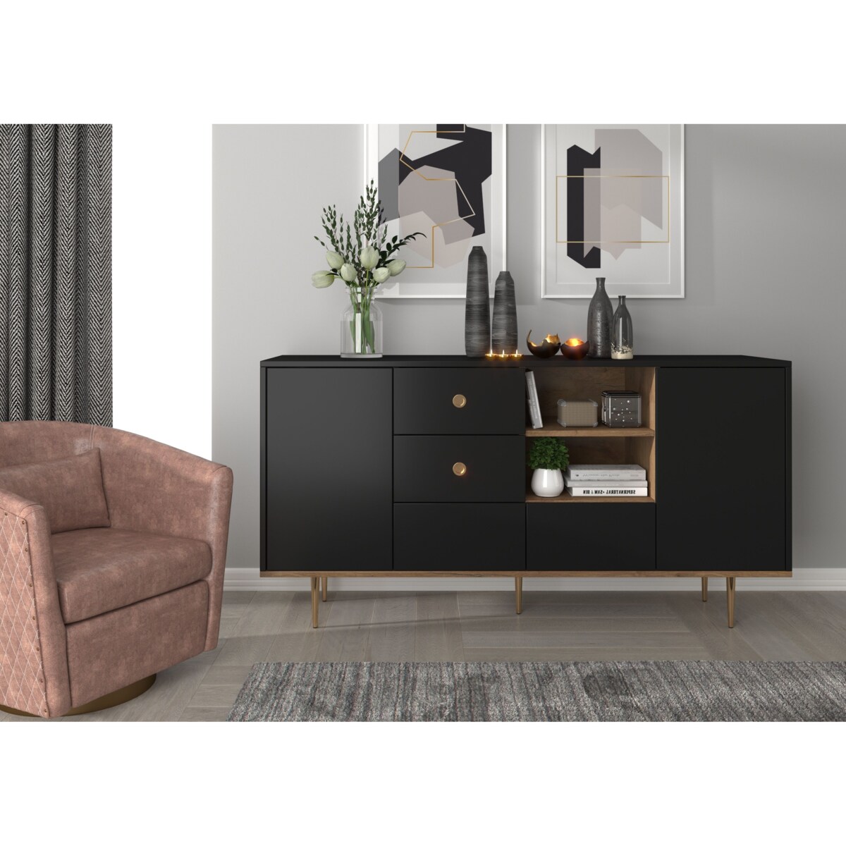 Czarna nowoczesna komoda Skandica HARMONI