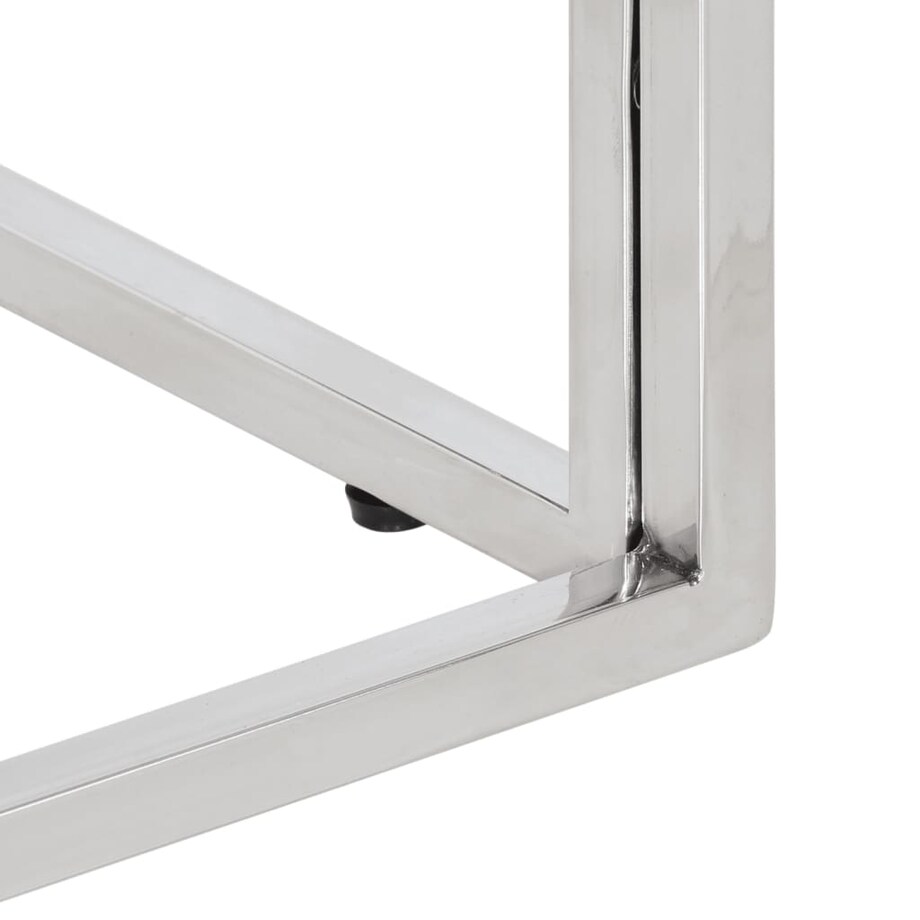 vidaXL Stolik kawowy, srebrny, stal nierdzewna i drewno z podkładów