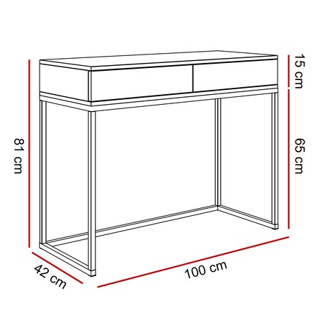 BLANCO GLAMOUR II konsola 100x42x81 cm czarny wysoki połysk z chromowanymi nogami i kryształowymi uchwytami