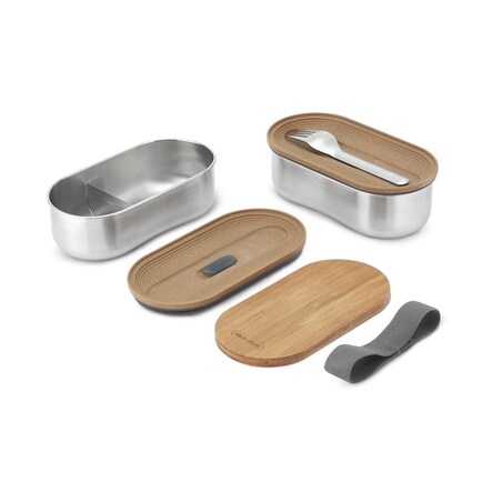 Zestaw 2 lunchboxów stalowych, 18.5 x 9.7 x 12 cm, Black Blum