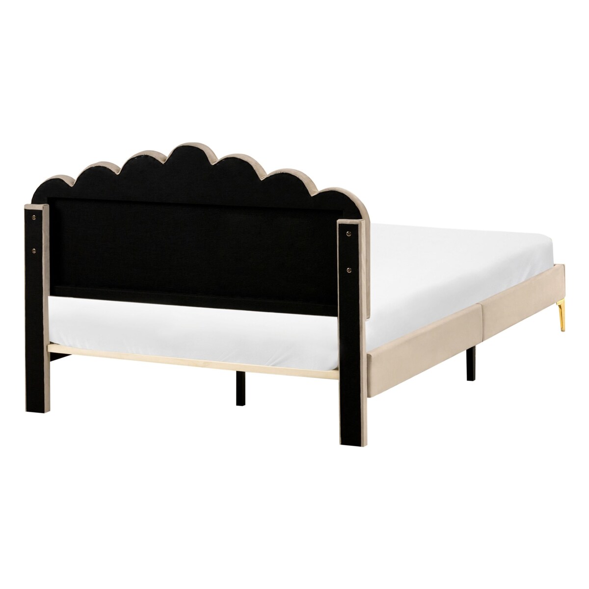 Łóżko Welur SAUVIAN 140 x 200 cm Beżowoszary