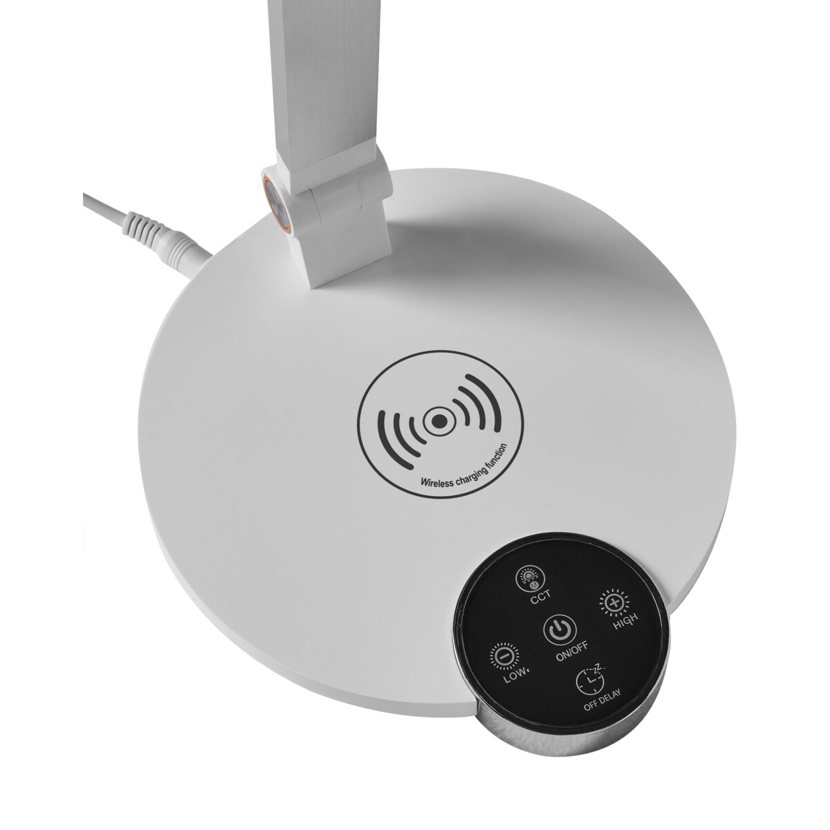 Lampa biurkowa LED CAROY Z ładowarką indukcyjną Biały