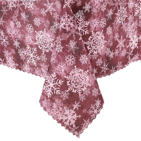 Obrus Bożonarodzeniowy Simon Bordowy w Śnieżynki - 130x240 cm - bordowy