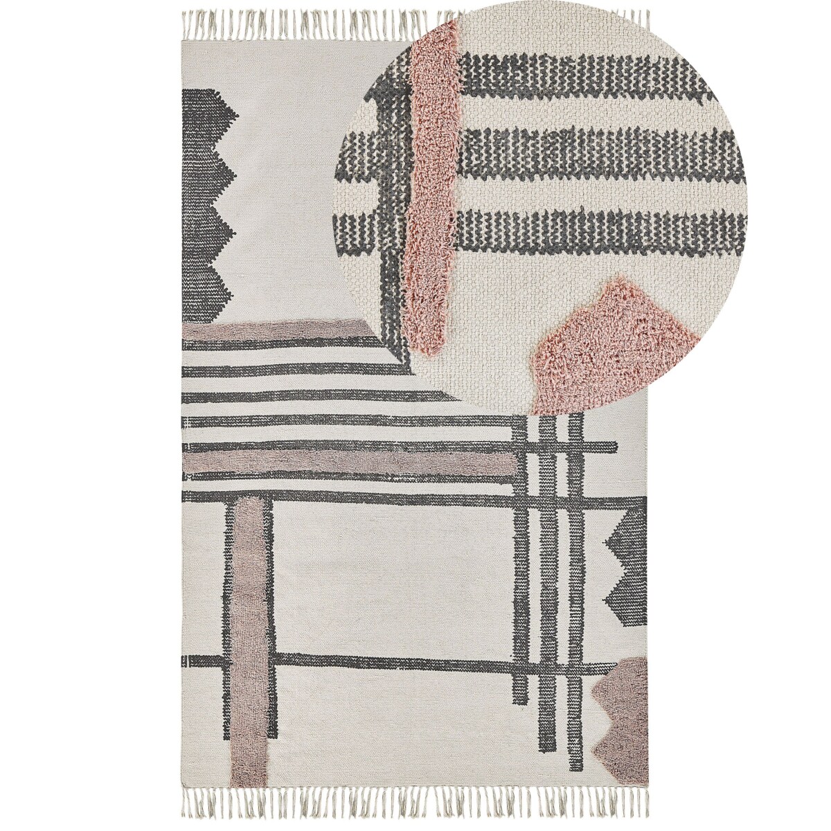 Dywan bawełniany 140 x 200 cm beżowo-czarny MURADIYE