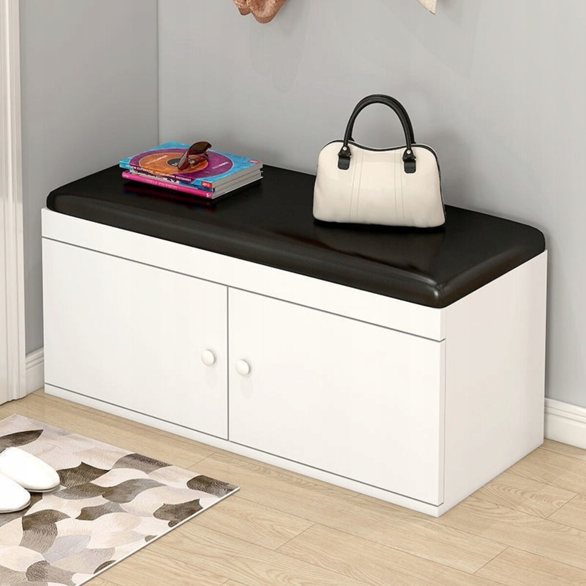 Szafka na buty siedzisko schowek biała ławka nowoczesna pojemna loft