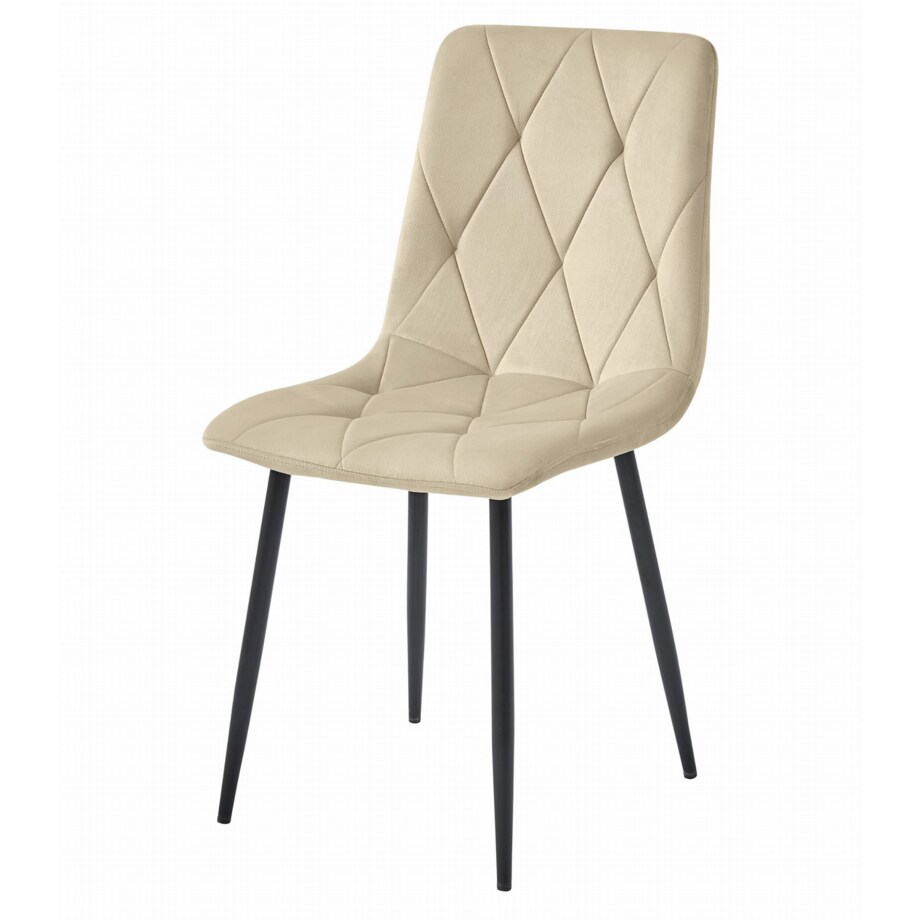 Krzesło Do Jadalni Kuchni Salonu Libra - Jasny Beż Aksamit / Nogi Czarne