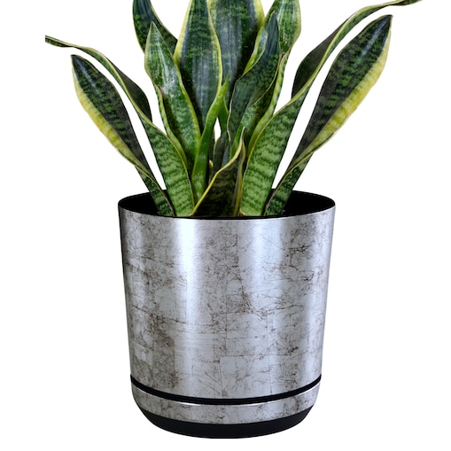 16 cm wzór STARE SREBRO Doniczka z podstawką klasyczna elegancka efekt kamienia skały