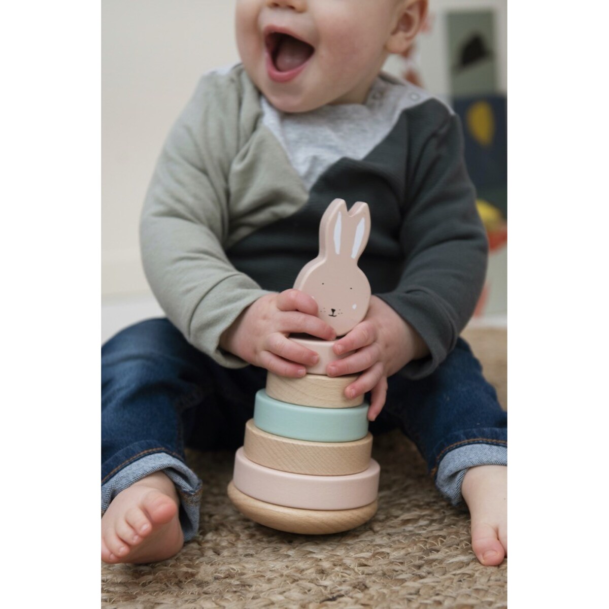 Drewniana zabawka piramida - Królik