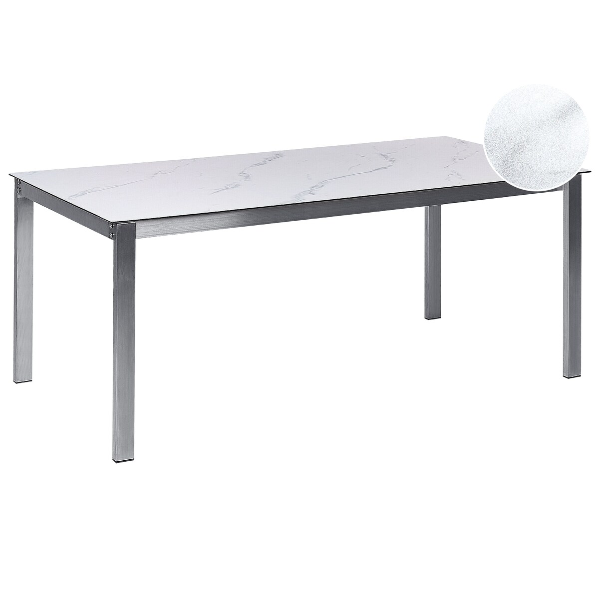 Stół ogrodowy COSOLETO 180 cm 90 cm Efekt marmuru Szkło Biały