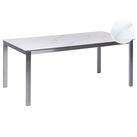 Stół ogrodowy COSOLETO 180 cm 90 cm Efekt marmuru Szkło Biały