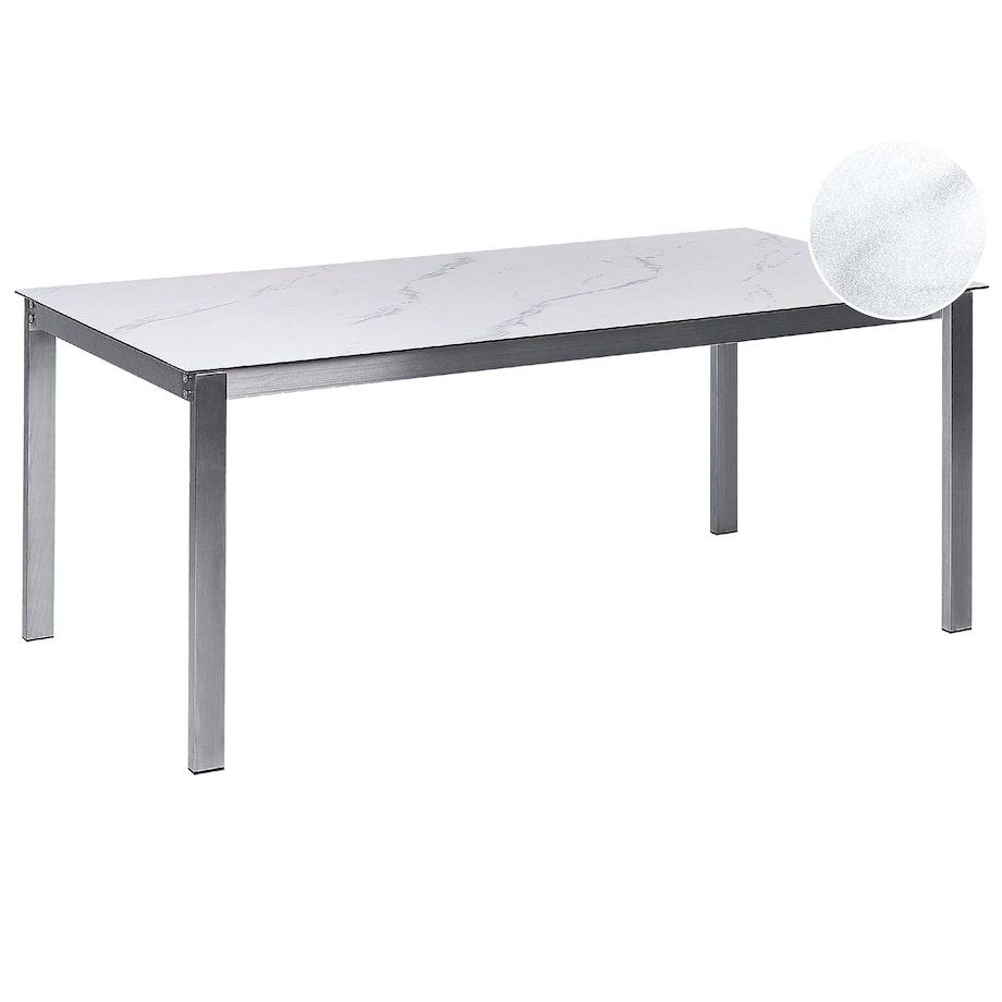 Stół ogrodowy COSOLETO 180 cm 90 cm Efekt marmuru Szkło Biały