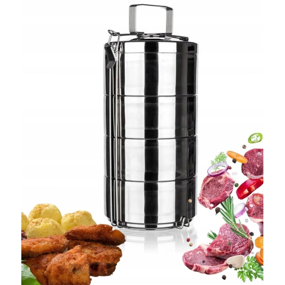 TERMOS OBIADOWY MENAŻKA pojemnik na jedzenie piętrowy 4,4 L dwie ścianki