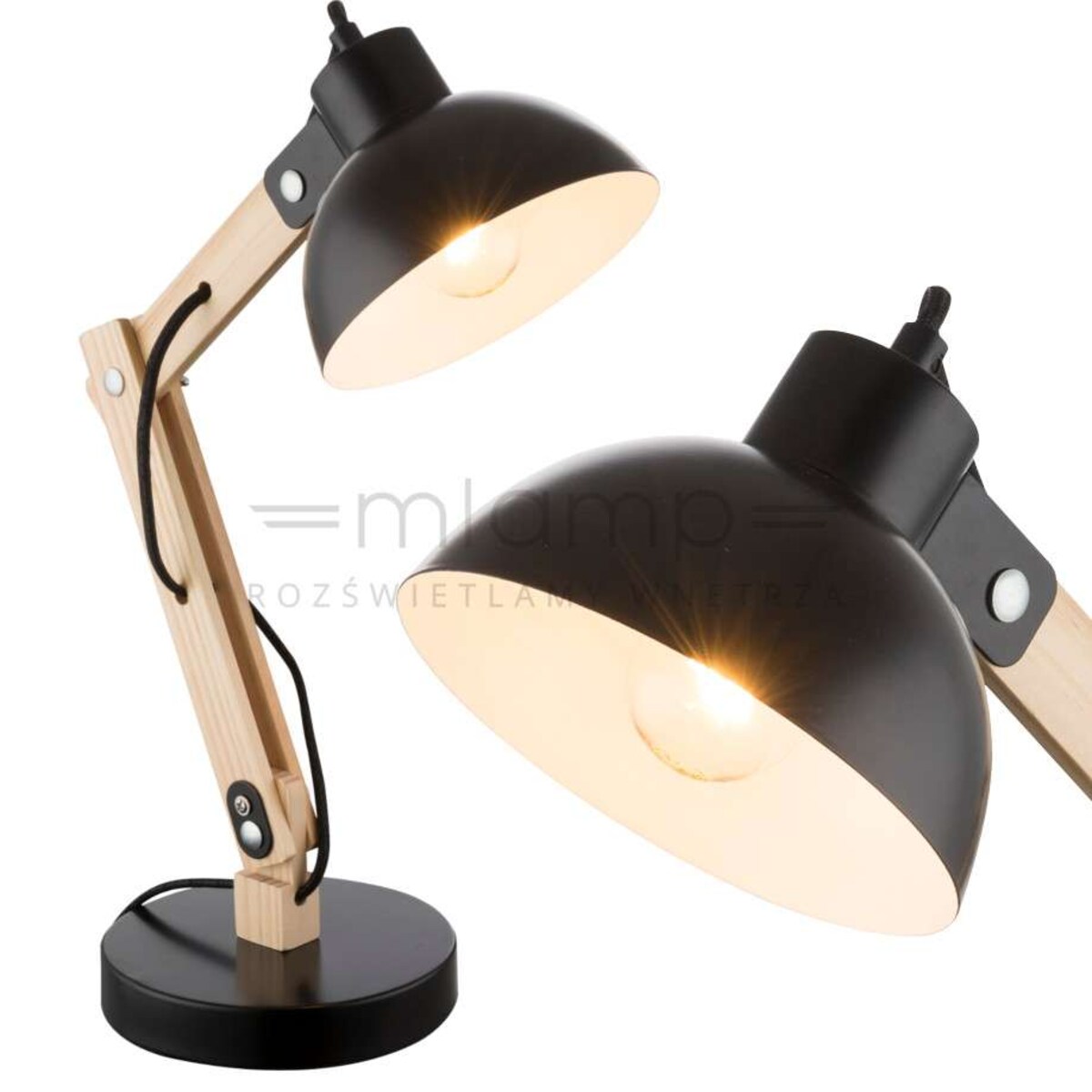LAMPA stołowa TONGARIRO 21504 Globo stojąca LAMPKA nocna drewno czarna