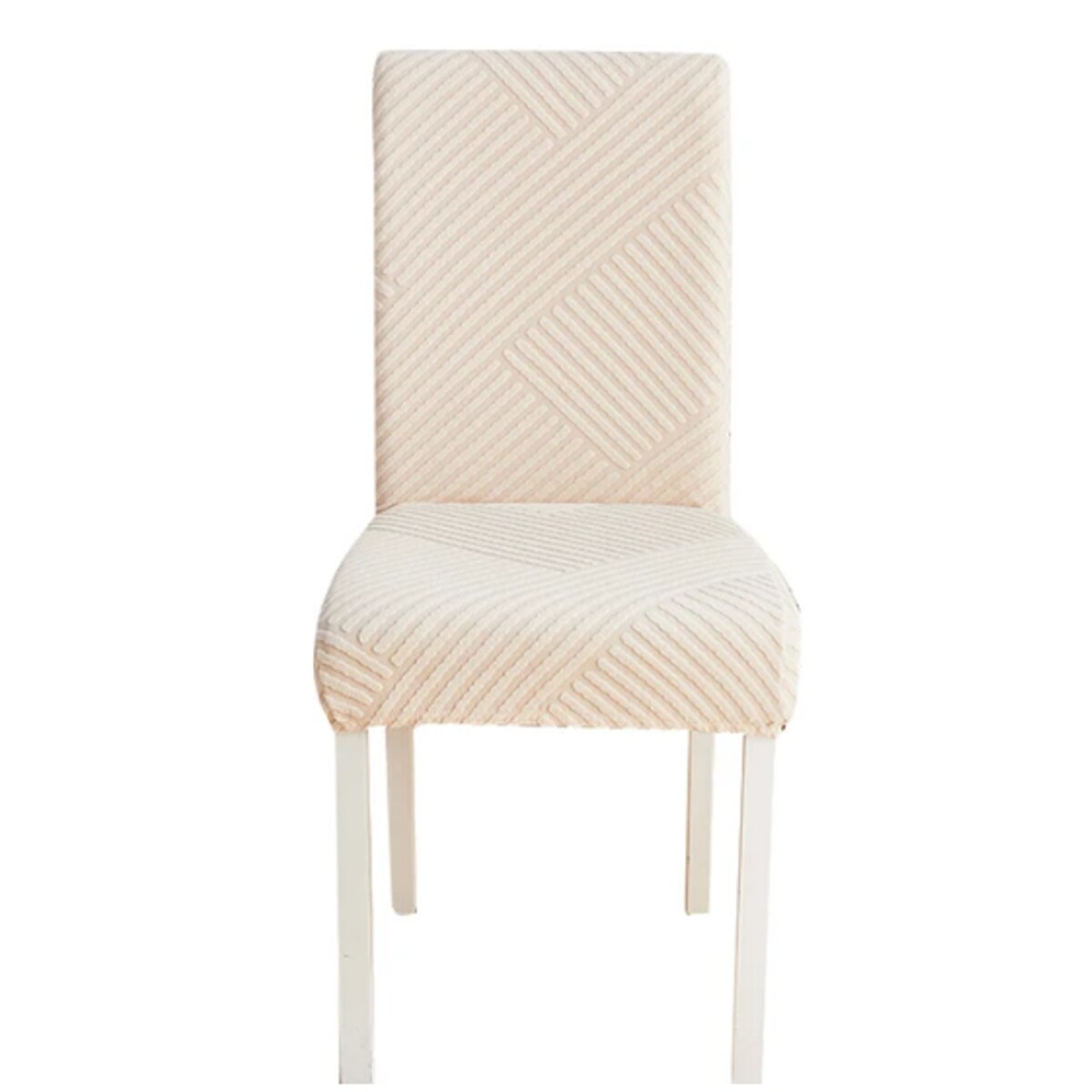 POKROWIEC NA KRZESŁO ECRU ŻAKARD PRĄŻKI [10-Z2-EC]