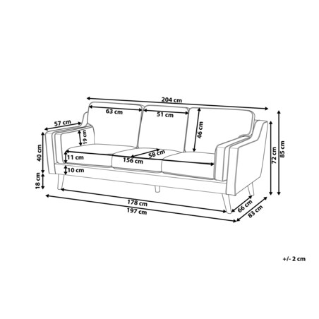 Sofa 3-osobowa ekoskóra szara LOKKA
