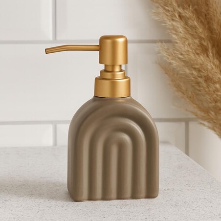 Dozownik na mydło 15x9x6 cm ceramiczny 320 ml TOPIK brązowy