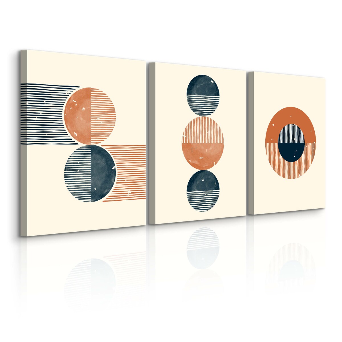 OBRAZY NA ŚCIANĘ SET ABSTRAKCJA STYL BOHO FIGURY GEOMETRYCZNE 90x40cm