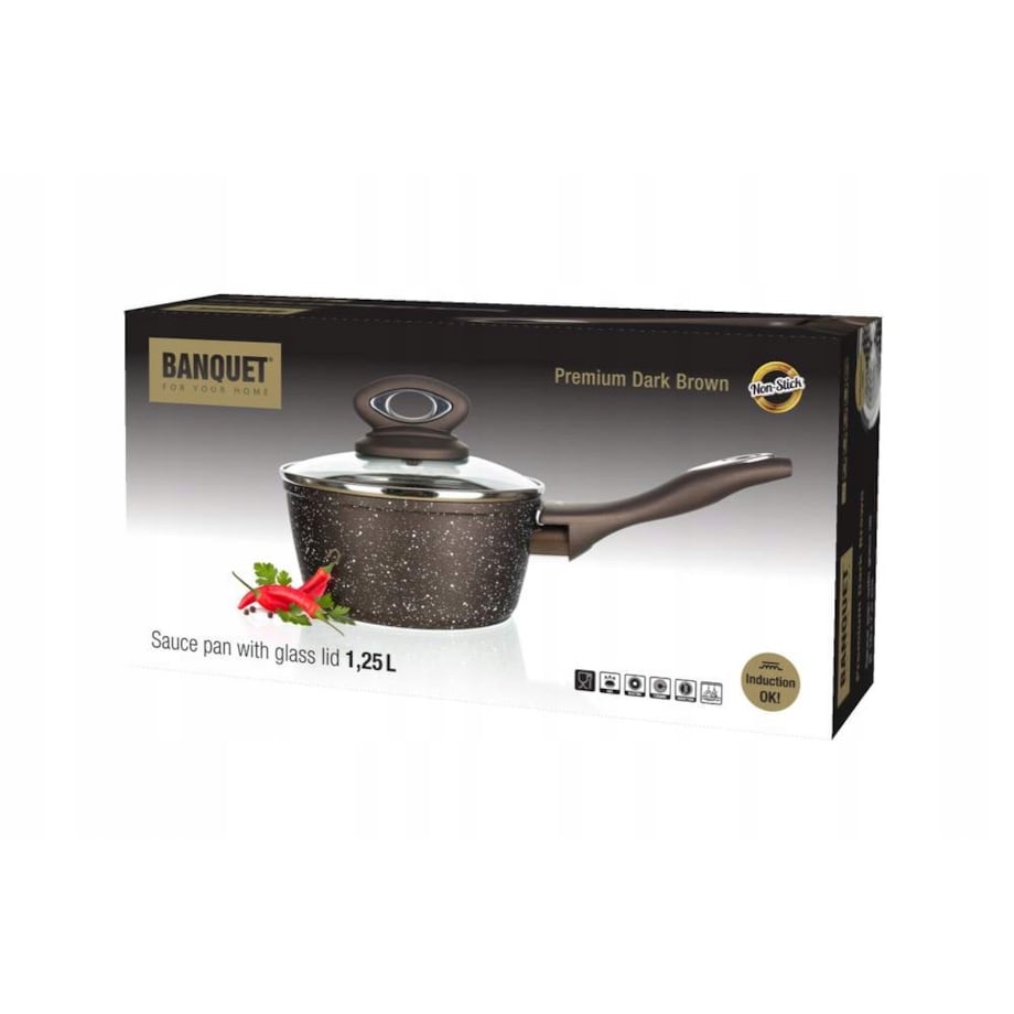 GARNEK uniwersalny RONDEL 1,25 L GRANITE BROWN BANQUET do gotowania kuchnia