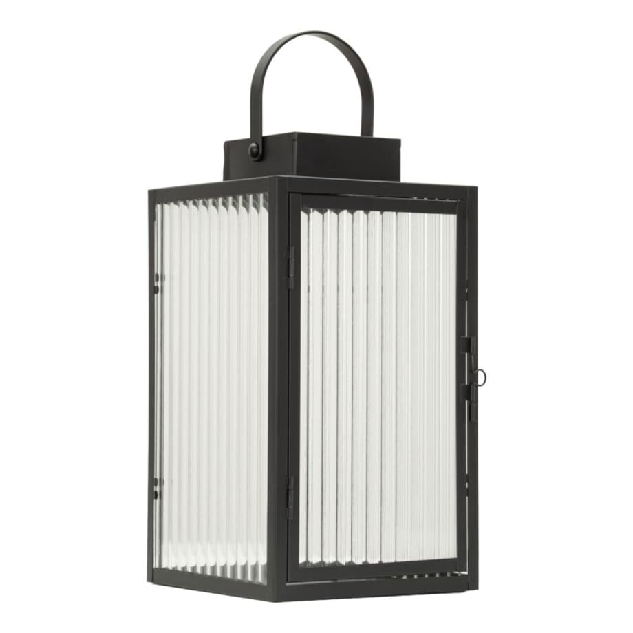 Lampion dekoracyjny Simply, kolor czarny, metal i szkło, 15,5 x 15,5 x 28,5 cm, styl nowoczesny, dekoracja do salonu, Mauro Ferretti