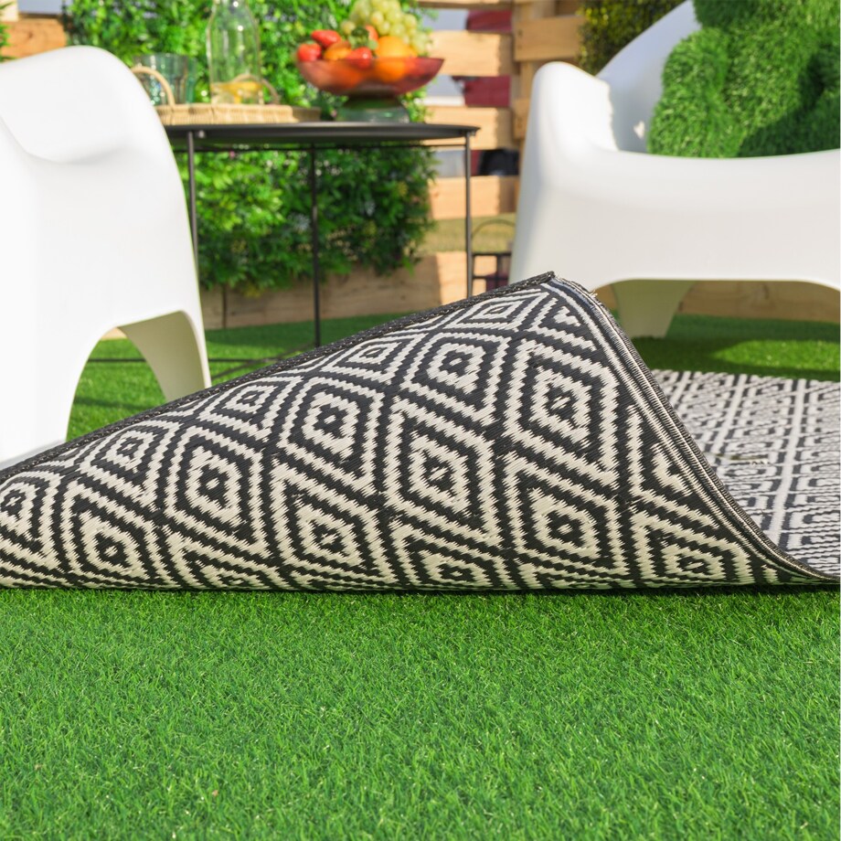 Dywan zewnętrzny tkany na płasko 160x220 cm e-floor romby szary