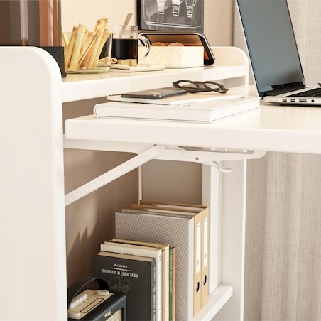 Biurko ścienne składane białe szafka półka regał nowoczesne stół laptopa