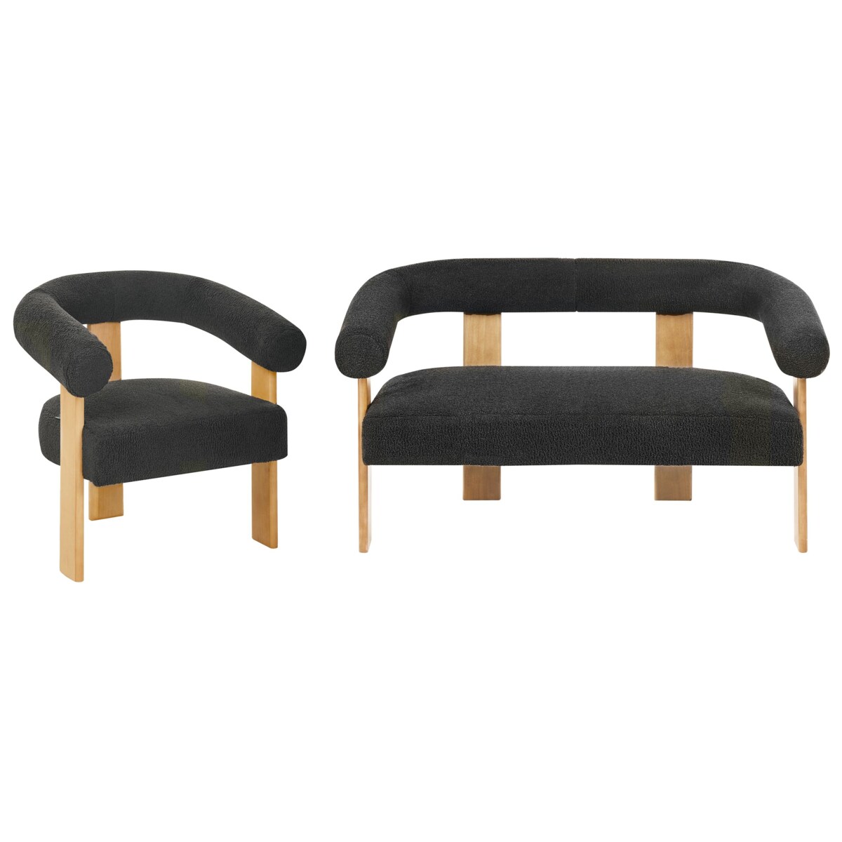 Komplet wypoczynkowy ILBRO Boucle Czarny/ jasny brąz