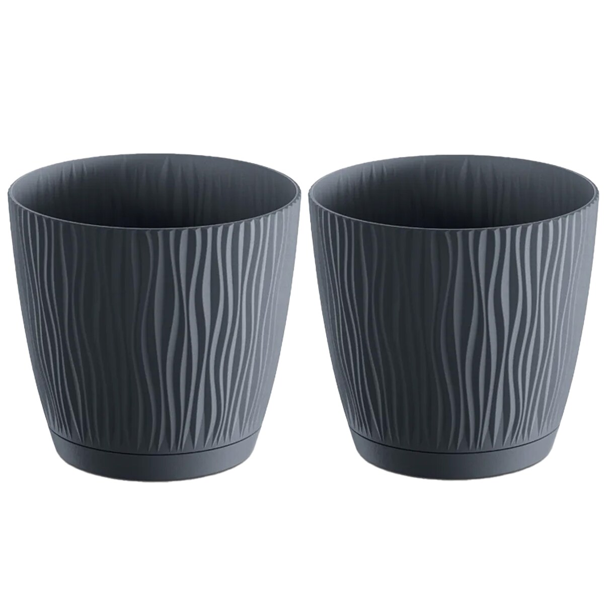 Doniczka Okrągła Z Podstawką Domowa Antracyt X2