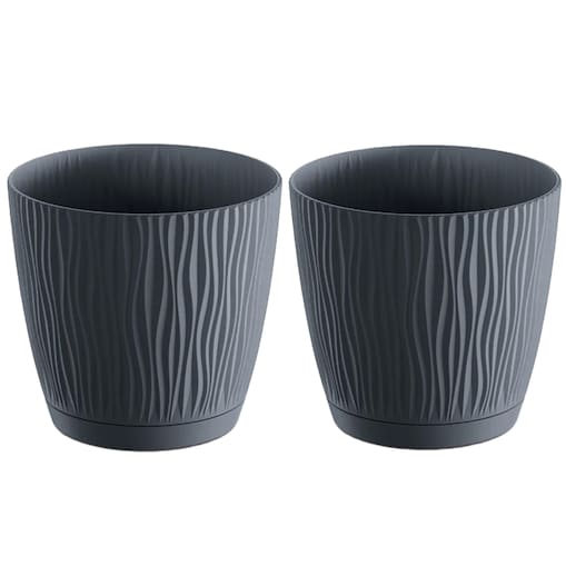 Doniczka Okrągła Z Podstawką Domowa Antracyt X2