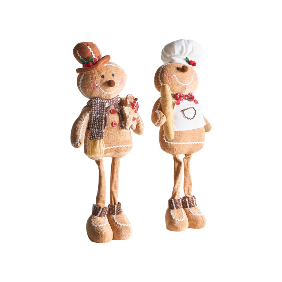 Zestaw 2 dekoracji świątecznych EIKEREN Piernikowy ludzik 55 cm Brązowy