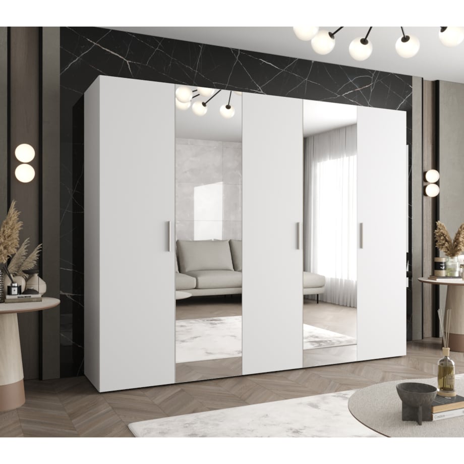 Szafa uchylna otwierana BARI 2 250 wys. 202 cm Biały + u. Srebrny