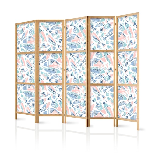 Parawan japoński Zwierzęta 225x172 cm 5-częściowy biały