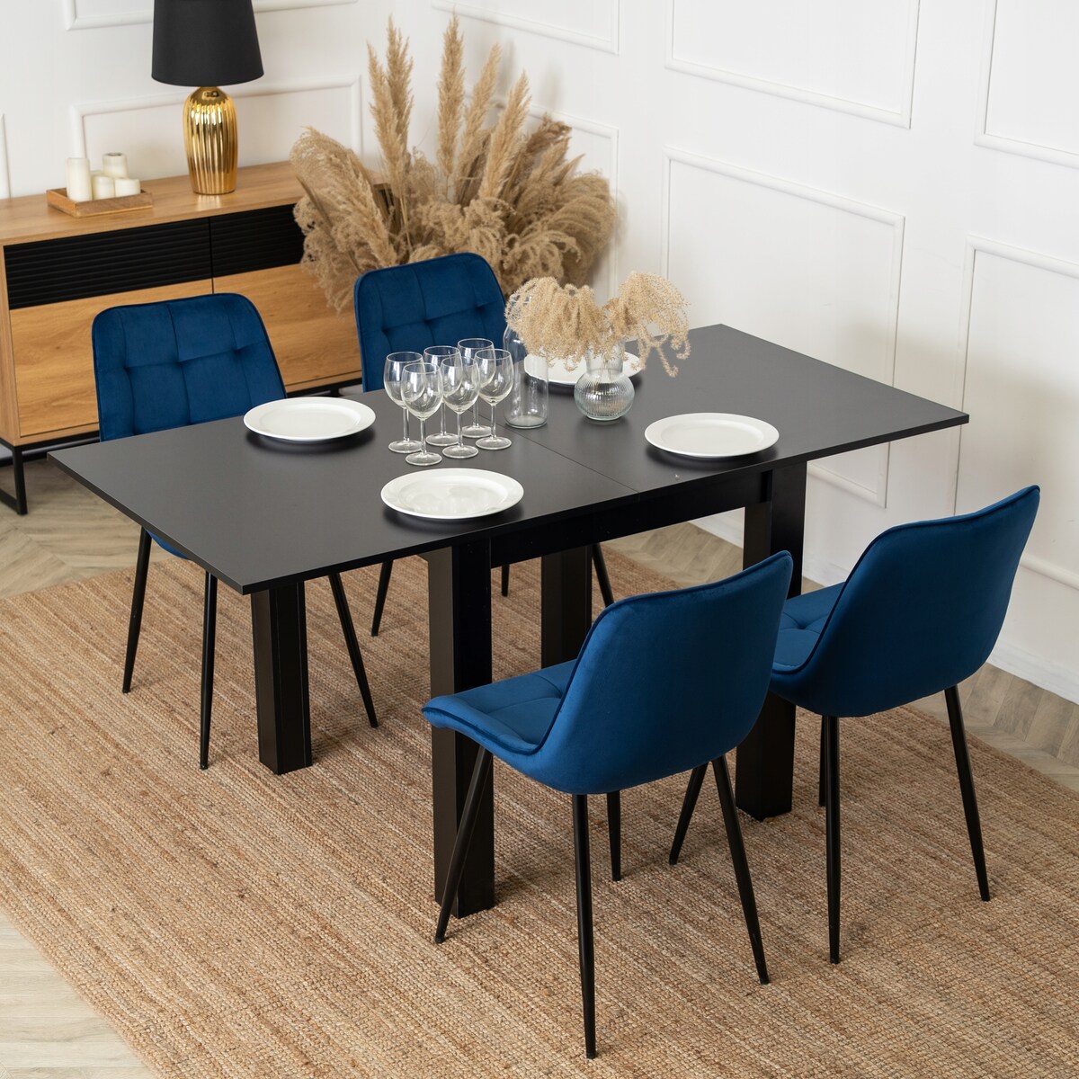 Krzesło Tapicerowane Welurowe Do Salonu Jadalni Kuchenne Granatowe CHRIS