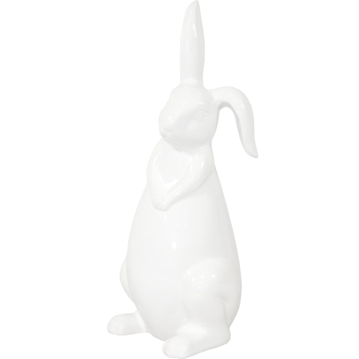 Dekoracja - siedzący biały królik z klapniętym uszkiem 33x12x16 cm