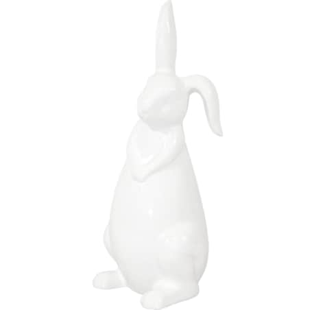 Dekoracja - siedzący biały królik z klapniętym uszkiem 33x12x16 cm