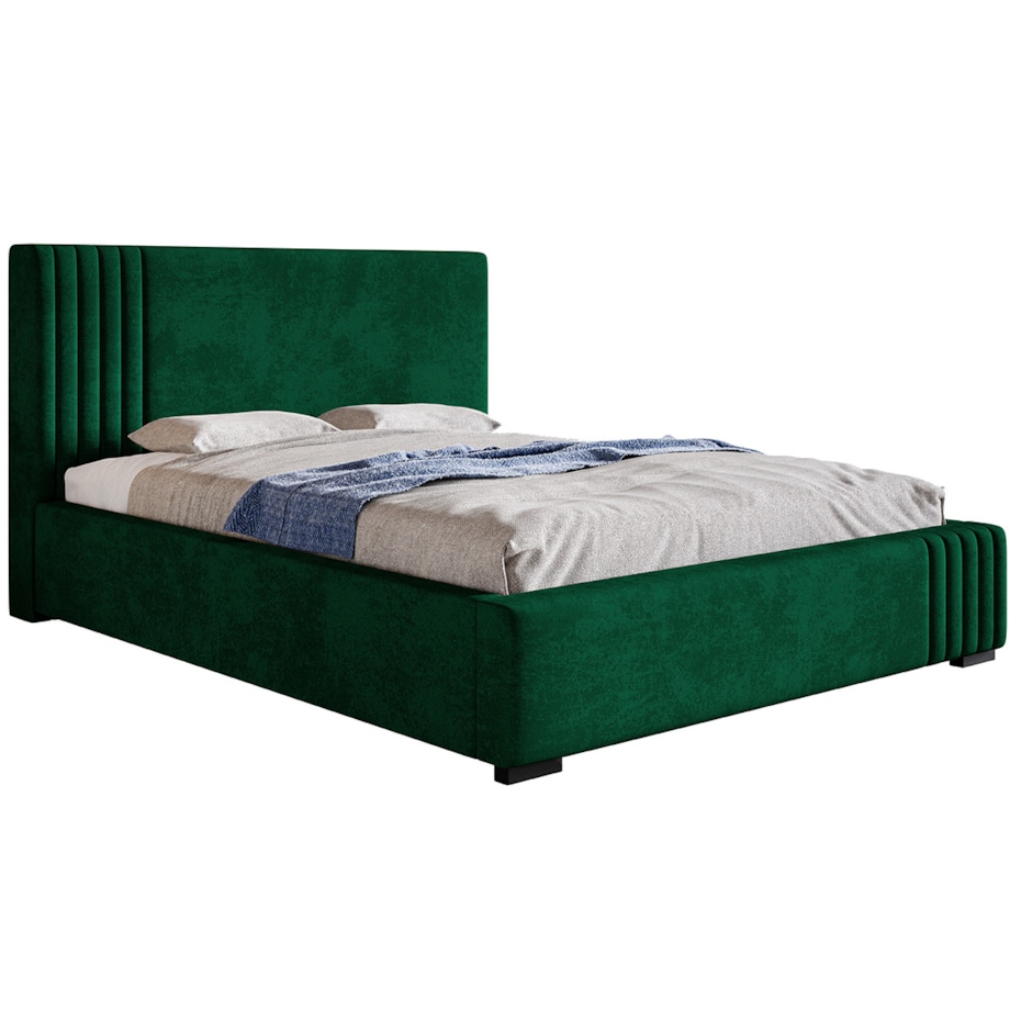Wygodne łóżko tapicerowane 120x200 BEN 13 z pojemnikiem - ciemna zieleń