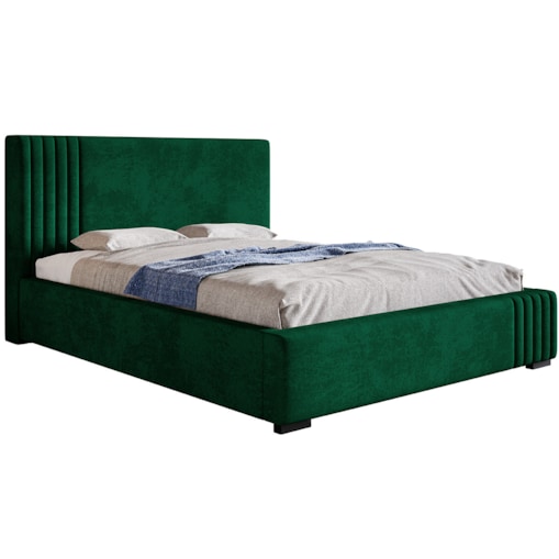 Wygodne łóżko tapicerowane 120x200 BEN 13 z pojemnikiem - ciemna zieleń