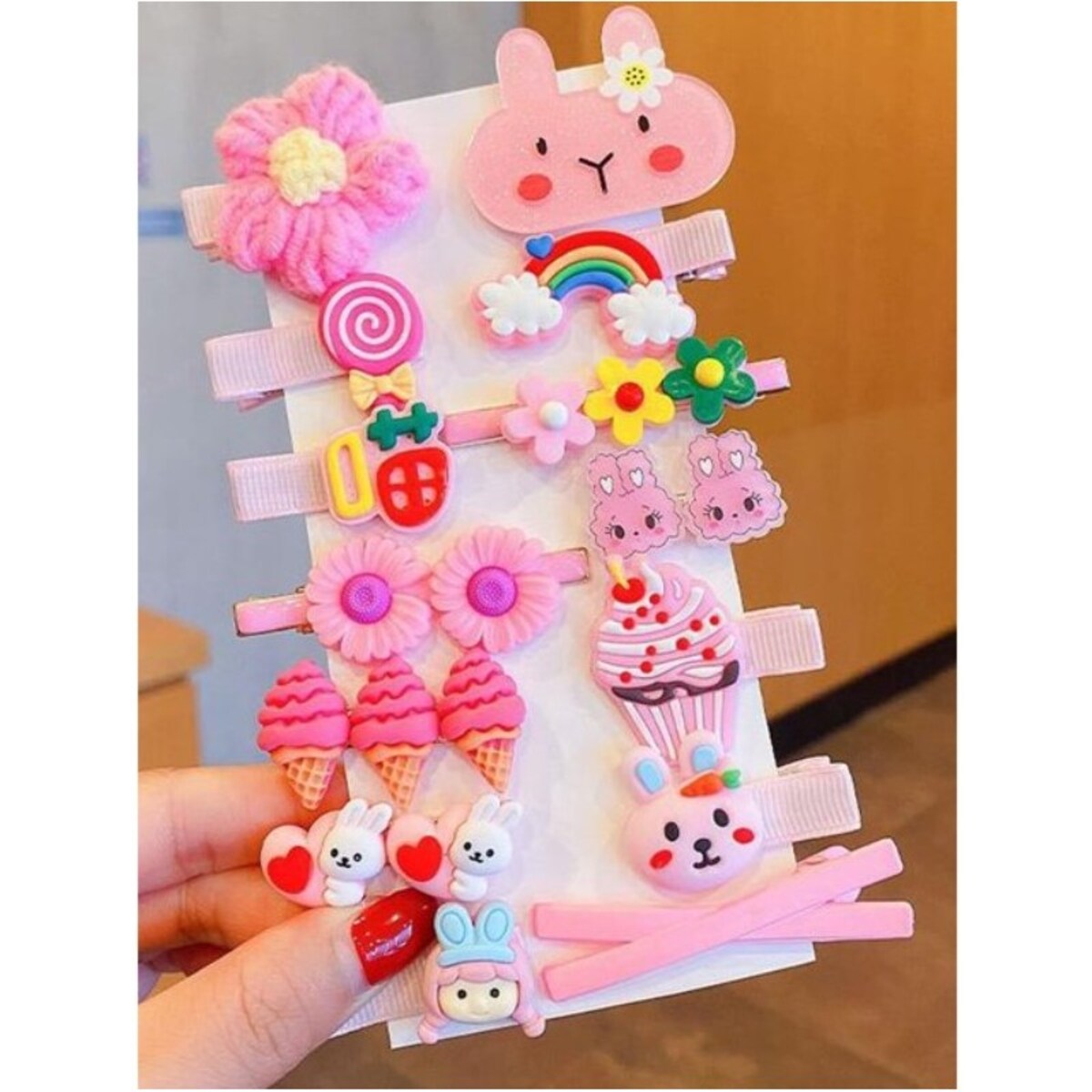 Zestaw pakiet 14w1 spinek wsuwek do włosów, kwiatki, lato róż SP446