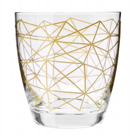Szklanki Deco Złota Siatka Krosno 2 x 370 ml Zdobione Unikatowy Wzór Duet