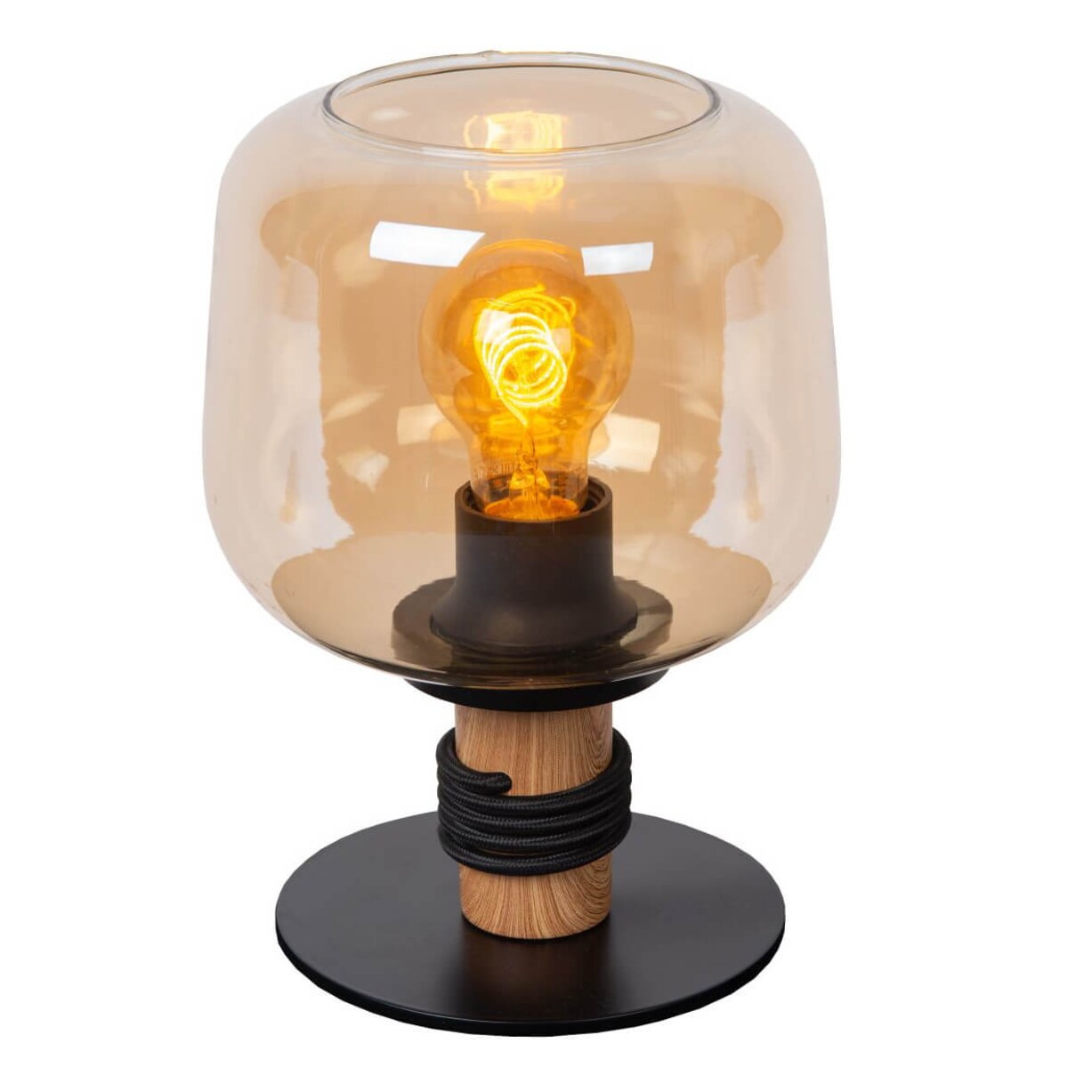 Stołowa lampka Ilona 45508/01/62 Lucide szklana czarny bursztynowy