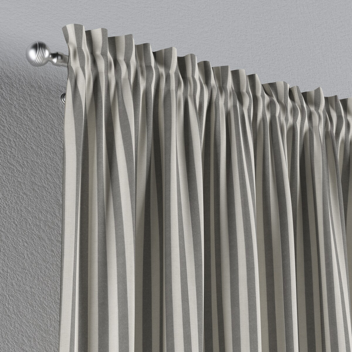 Zasłona na kanale z grzywką 1 szt. 130x245 szaro-białe pasy (1,5cm)