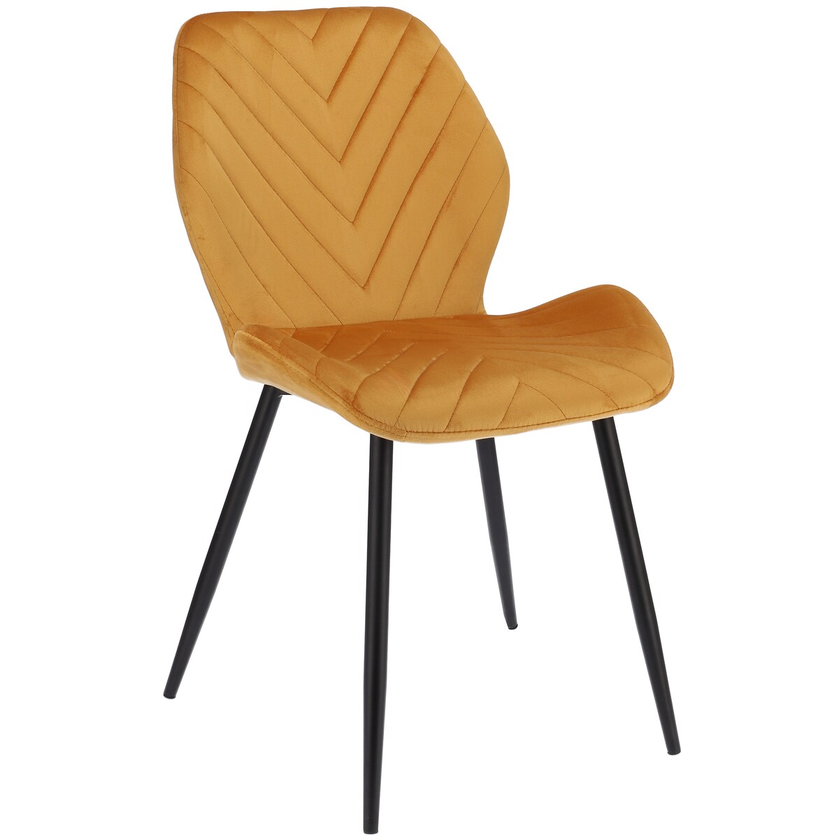 Krzesło tapicerowane welurowe MILARE musztardowe