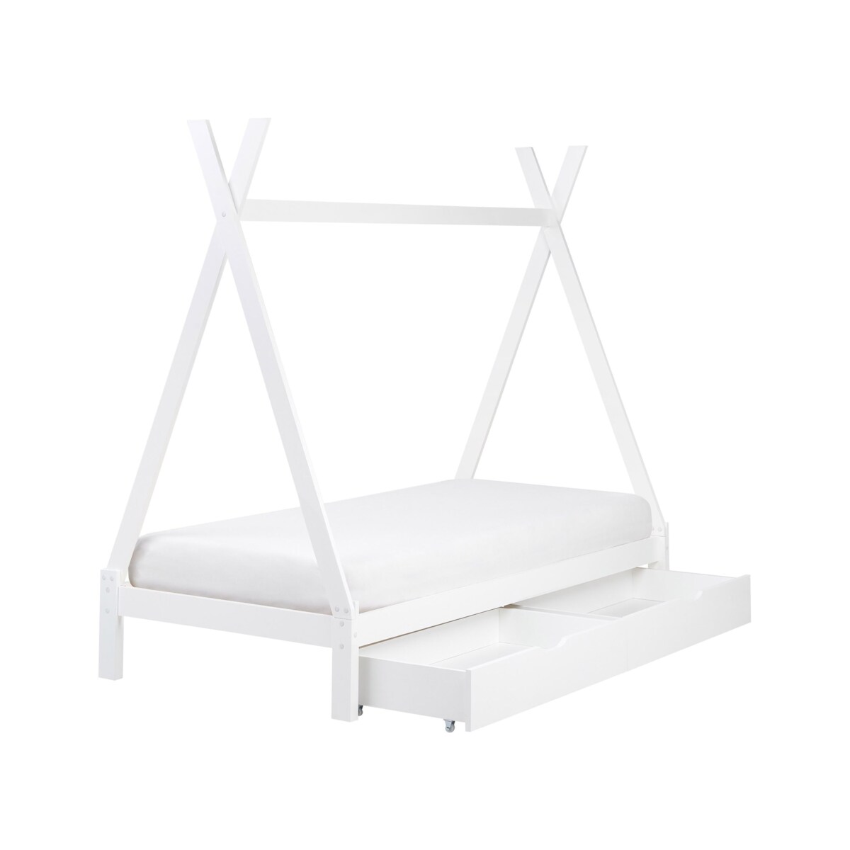 Łóżko z szufladami Drewno sosnowe DEVAY 90 x 200 cm Biały