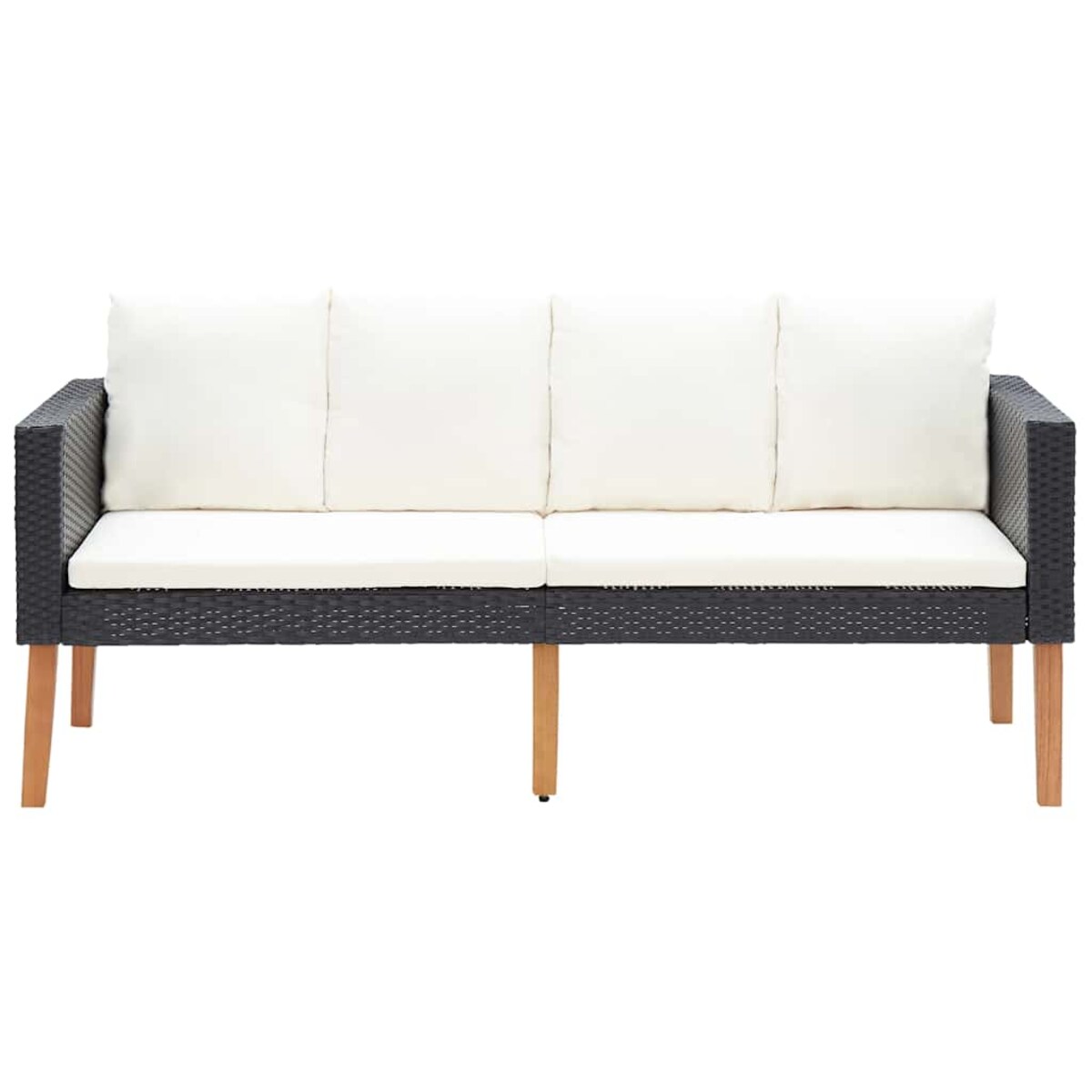 vidaXL 2-osobowa sofa ogrodowa z poduszkami, rattan PE, czarny