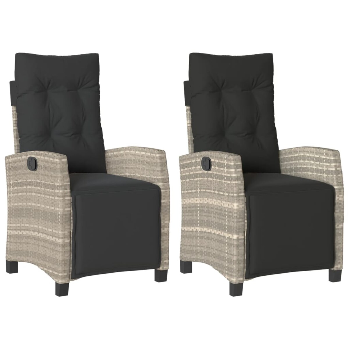 vidaXL Rozkładane fotele ogrodowe z podnóżkiem, 2 szt., jasnoszare